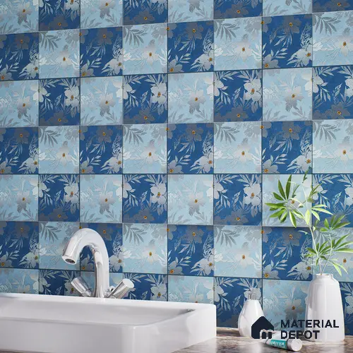 Floral Wall Tile TL 07250 C Plana 8010 GLM (Silver) 1 ft x 1 ft Ceramic Matte Finish - 9 mm  | 2 mm Spacer is Mandatory | Please Expect a Slight Variation of Pattern